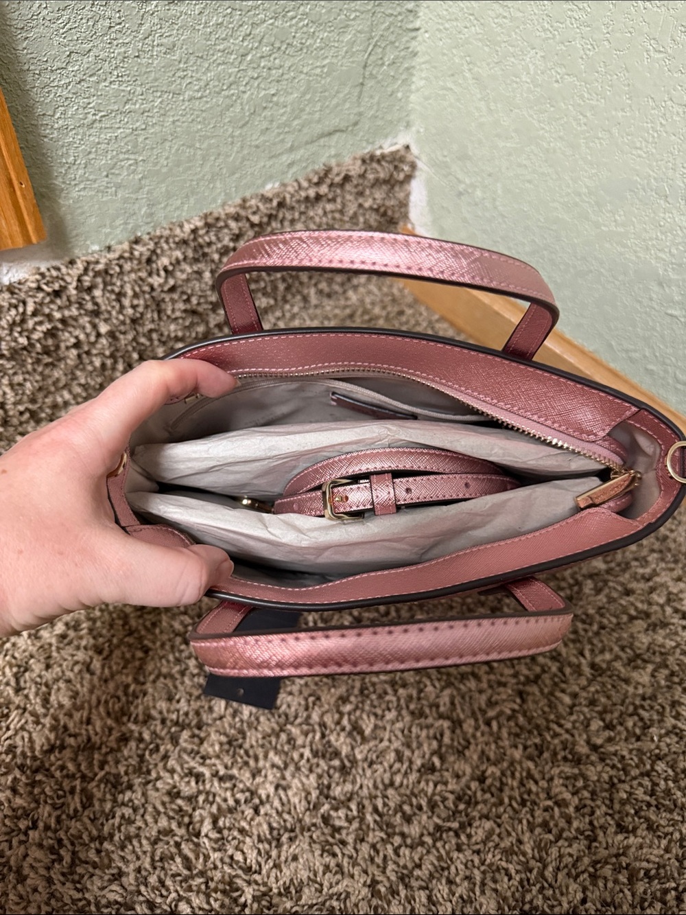 kate spade Medium Glitter Satchel - Mitten Pink - Picture 3 of 9
